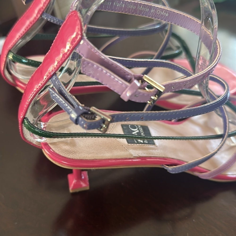 ZAC ZAC POSEN Womens Angie Square Toe Sculpted Heel Patent Leather Sandals Sz 9M - Picture 6 of 10